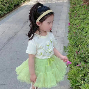 Baby Girl's Polyester Short Sleeves Pleated Pattern Party Dress