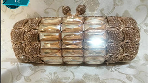 Women's Metallic Hasp Closure Rhinestone Bridal Wedding Clutch