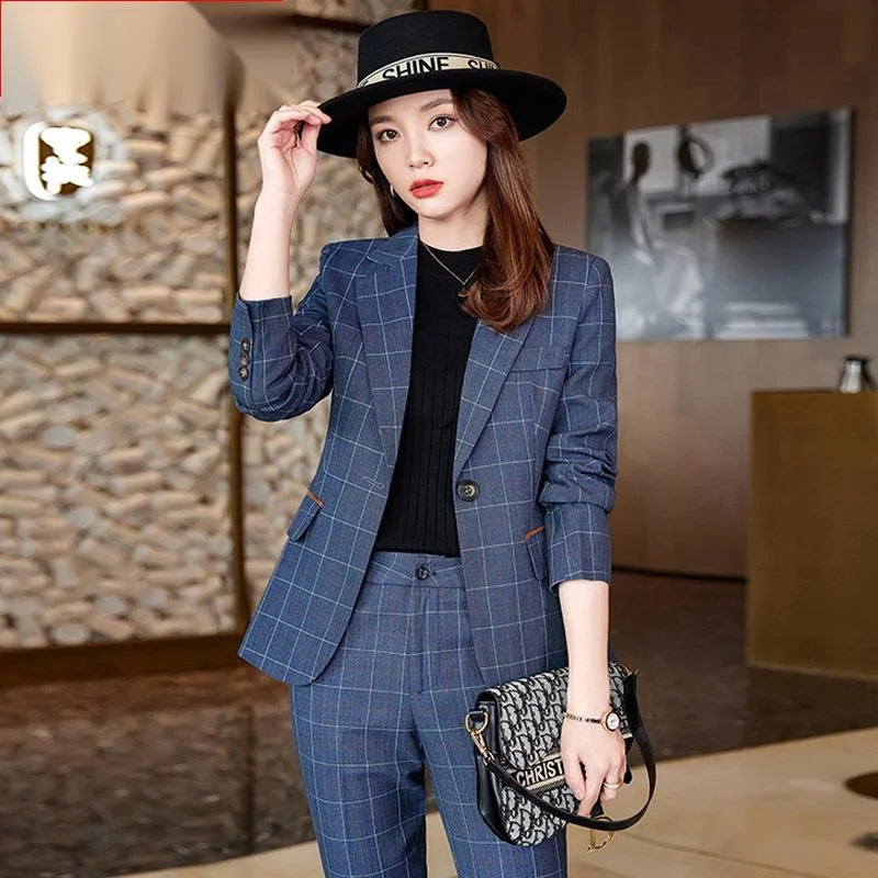 Women's Notched Collar Long Sleeve Single Button Casual Blazer Set