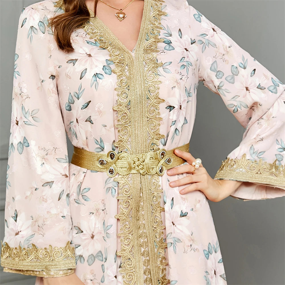 Women's Arabian Polyester Full Sleeve Print Pattern Elegant Dress