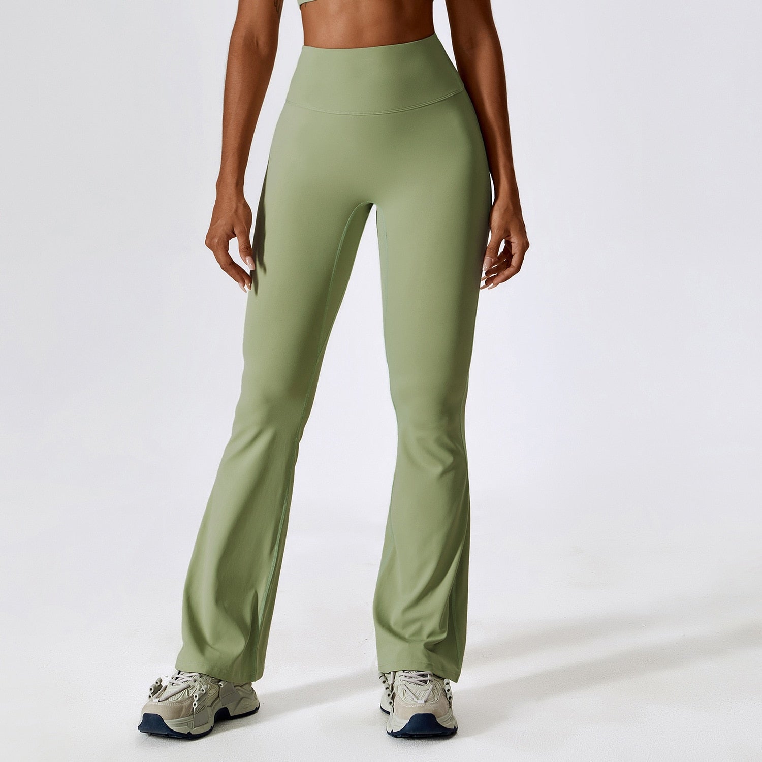 Women's Spandex High Waist Solid Pattern Fitness Workout Trousers