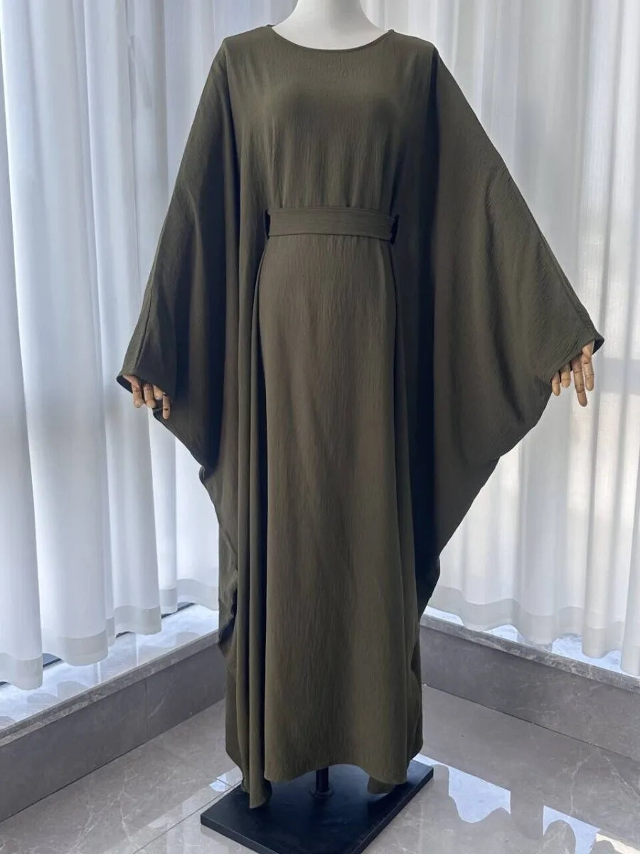 Women's Arabian Polyester Full Sleeves Solid Pattern Long Dress