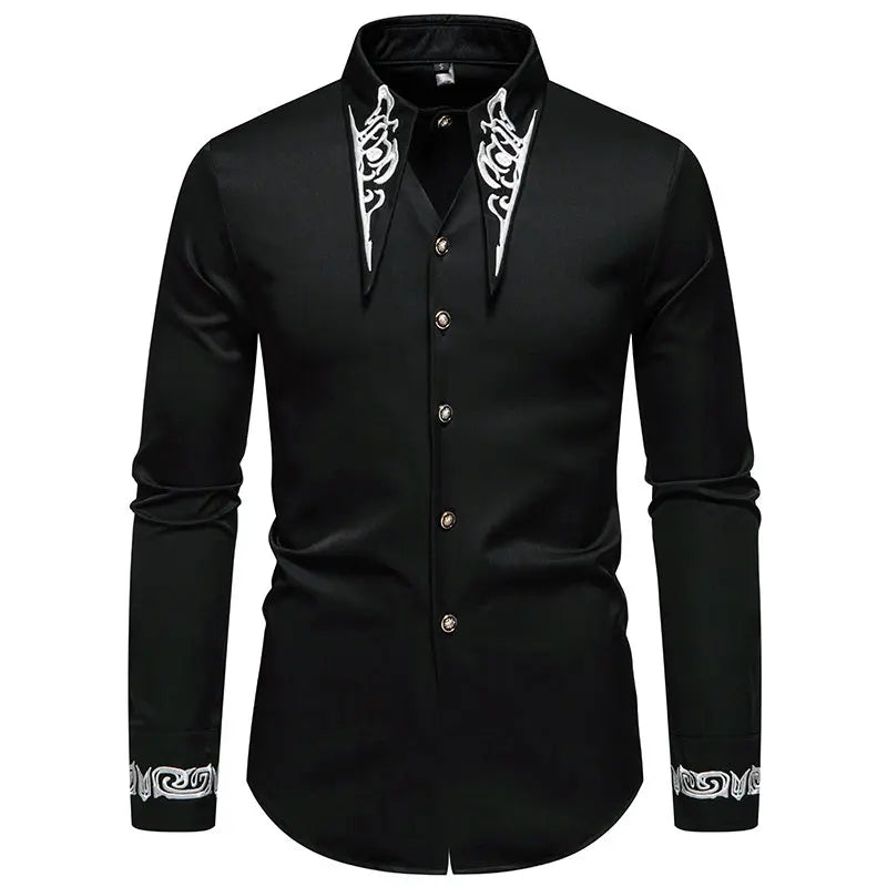 Men's Polyester Turndown Collar Full Sleeve Single Breasted Shirts