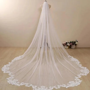 Women's Polyester Lace Edge One-Layer Long Bridal Wedding Veils