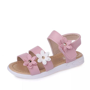 Kid's Open Toe Floral Pattern Hook Loop Closure Party Sandals