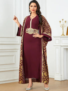 Women's Arabian Polyester Full Sleeves Printed Pattern Dress