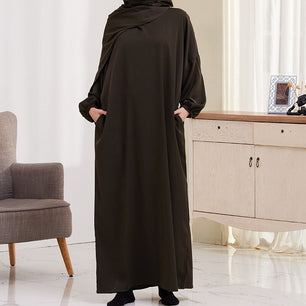 Women's Arabian Polyester Full Sleeve Solid Pattern Casual Abaya