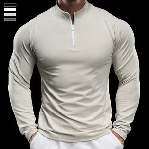 Men's Polyester Long Sleeve Pullover Closure Casual T-Shirt