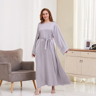 Women's Arabian Polyester Full Sleeves Solid Pattern Casual Dress