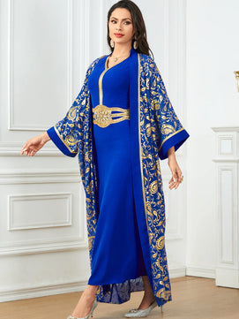 Women's Arabian Polyester Full Sleeves Printed Pattern Dress