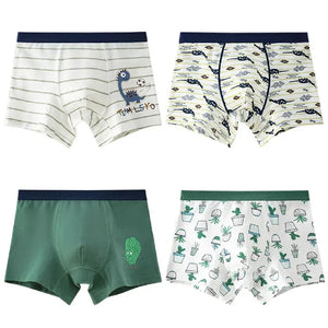 Kid's Boys 4Pcs Cotton Quick-Dry Printed Pattern Underwear Shorts