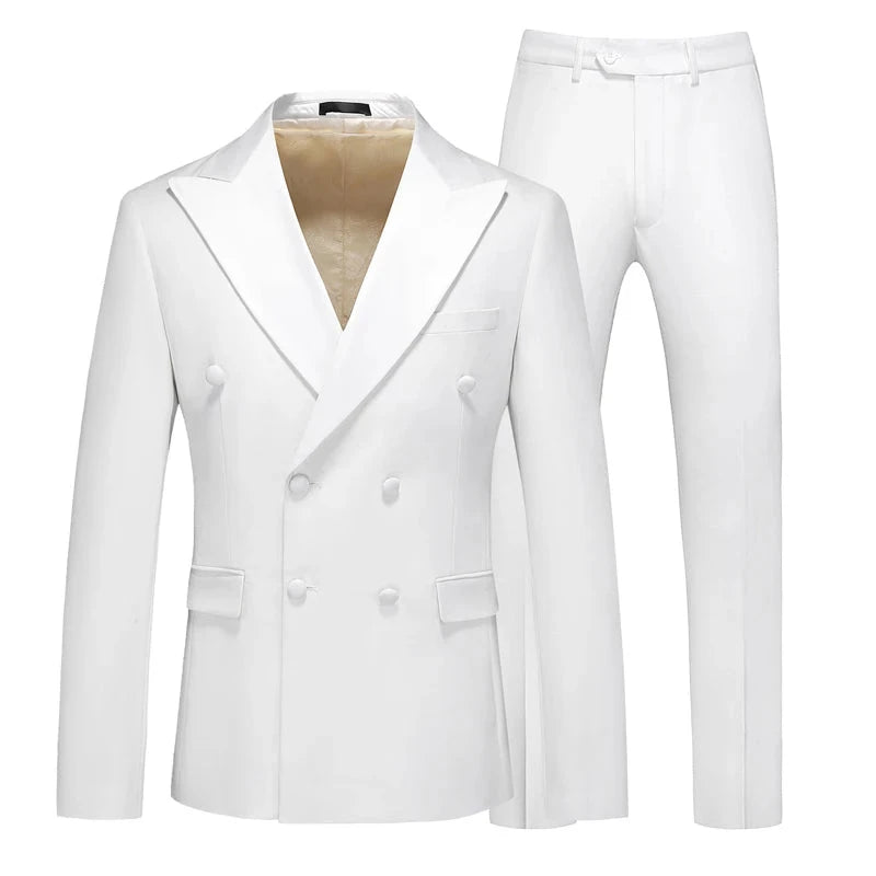 Men's Viscose Notched Long Sleeve Double Breasted Blazers Set