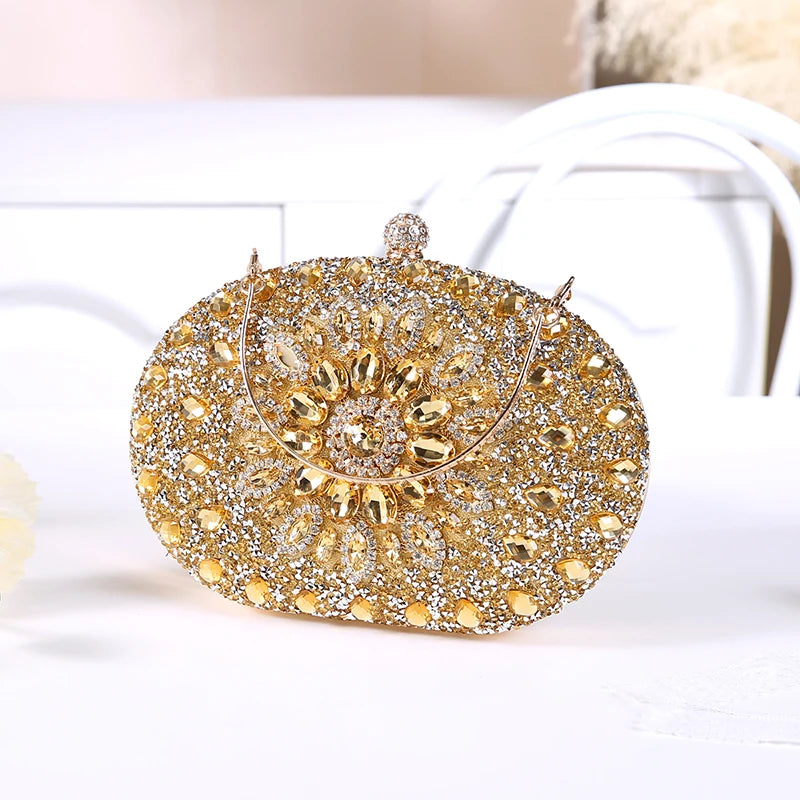 Women's PU Hasp Closure Rhinestone Pattern Luxury Wedding Clutch