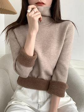 Women's Acrylic Turtleneck Full Sleeve Solid Pattern Casual Sweater