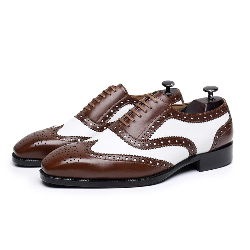 Men's Genuine Leather Square Toe Lace-up Closure Formal Shoes