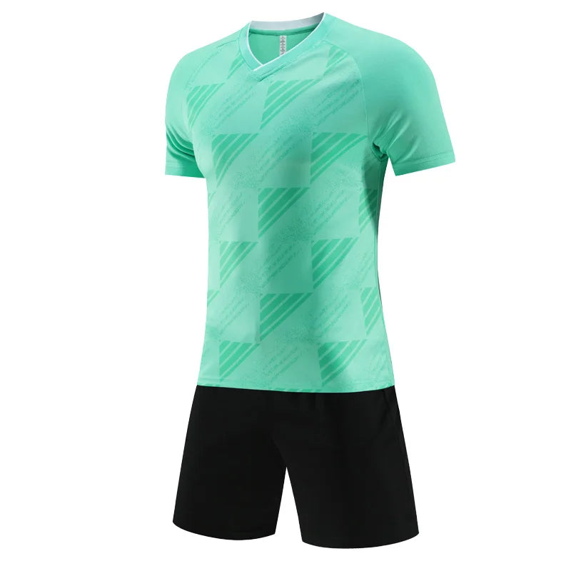 Men's Polyester O-Neck Short Sleeve Printed Breathable Sports Set