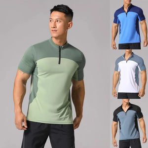 Men's Polyester Short Sleeve Stand Collar Sportswear T-Shirt