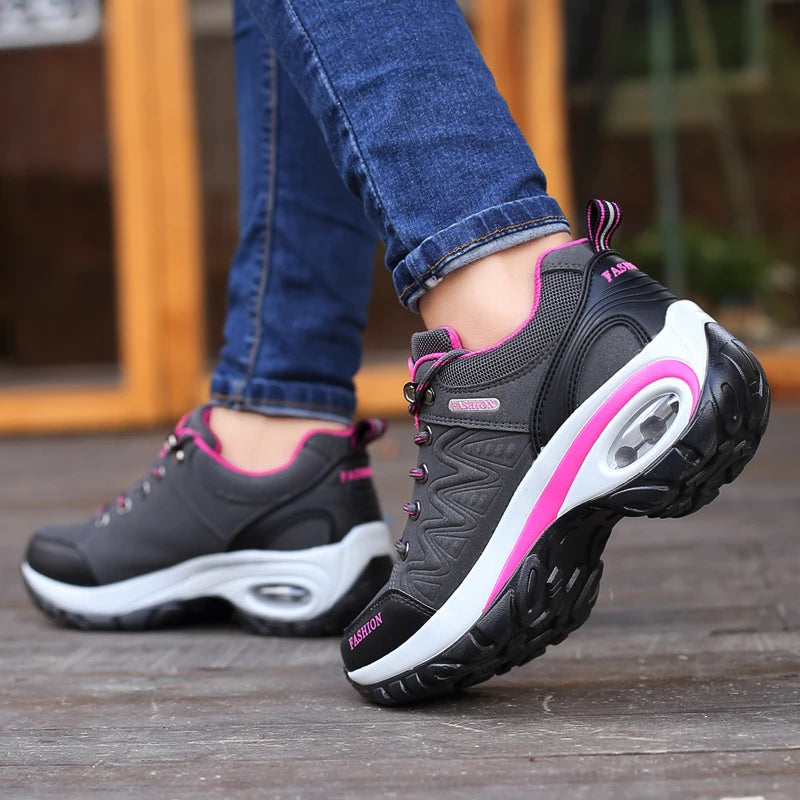 Women's Cotton Round Toe Lace-up Closure Sports Wear Sneakers