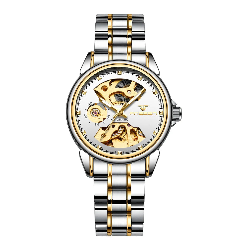 Men's Automatic Alloy Folding Clasp Round Mechanical Watches