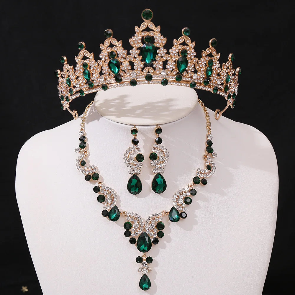 Women's Zinc Alloy Crystal Geometric Bridal Crown Jewelry Sets