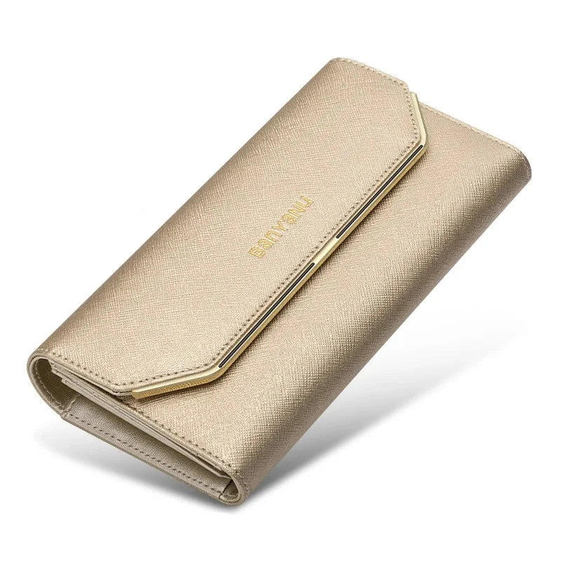 Women's PU Hasp Closure Multi Card Holder Trendy Long Wallet