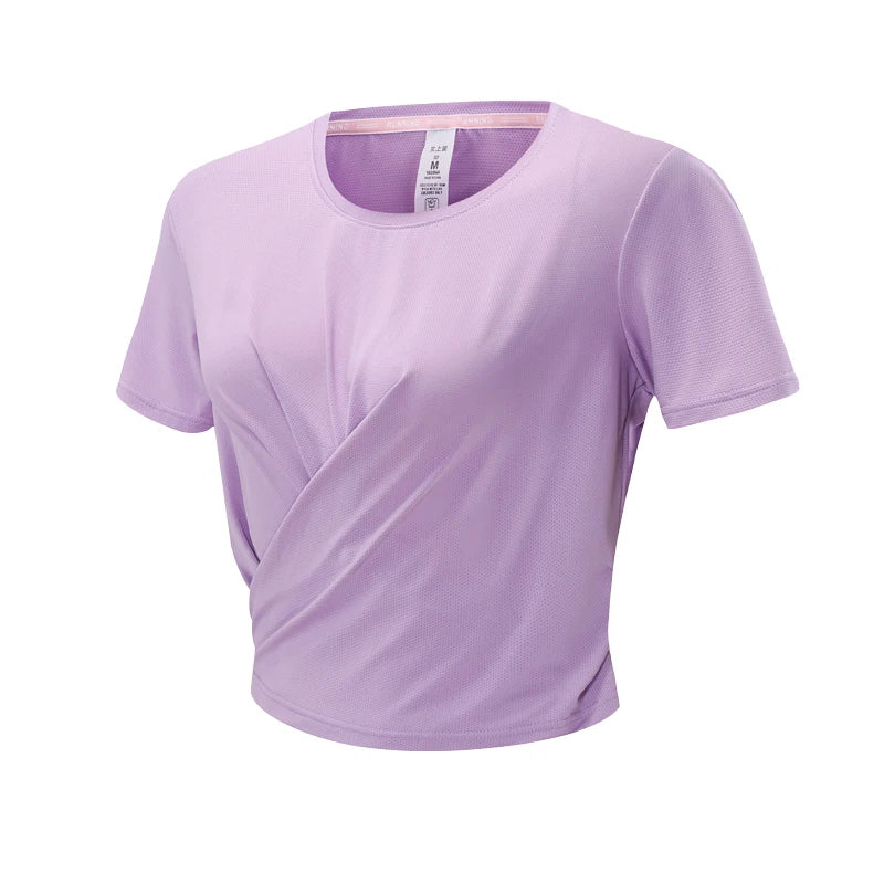 Women's Polyester O-Neck Short Sleeve Breathable Yoga Workout Top