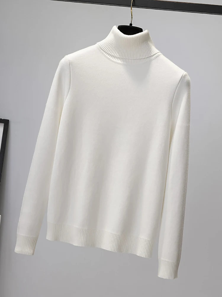 Women's Acrylic Turtleneck Full Sleeve Solid Pattern Casual Sweater