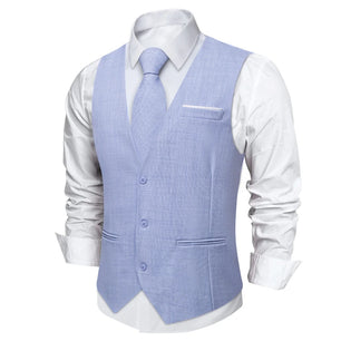 Men's Cotton V-Neck Sleeveless Plain Single Breasted Formal Vests