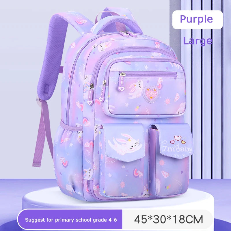 Kid's Nylon Printed Zipper Closure Waterproof School Backpack