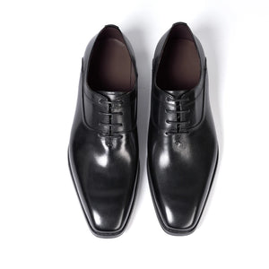 Men's Genuine Leather Pointed Toe Lace-Up Closure Formal Shoes