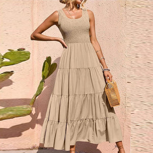 Women's Polyester Sleeveless Solid Pattern Casual Wear Dress