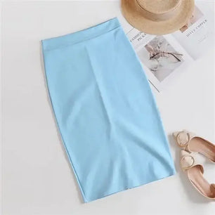 Women's Polyester Elastic High Waist Solid Pattern Casual Skirts