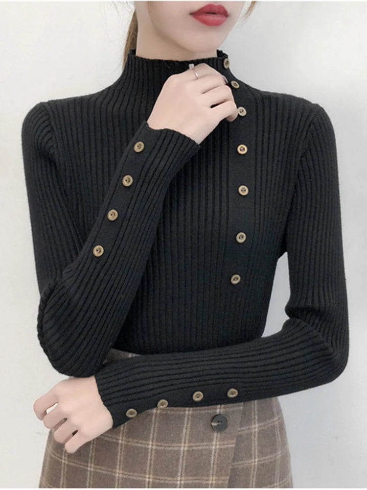 Women's Acrylic Turtleneck Full Sleeve Solid Pattern Sweater