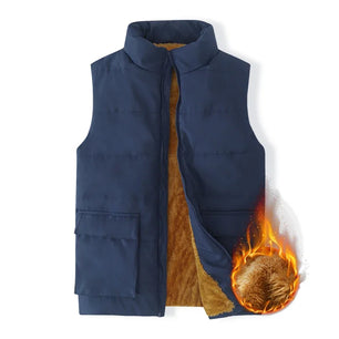 Men's Polyester Stand-Collar Sleeveless Zipper Closure Jacket