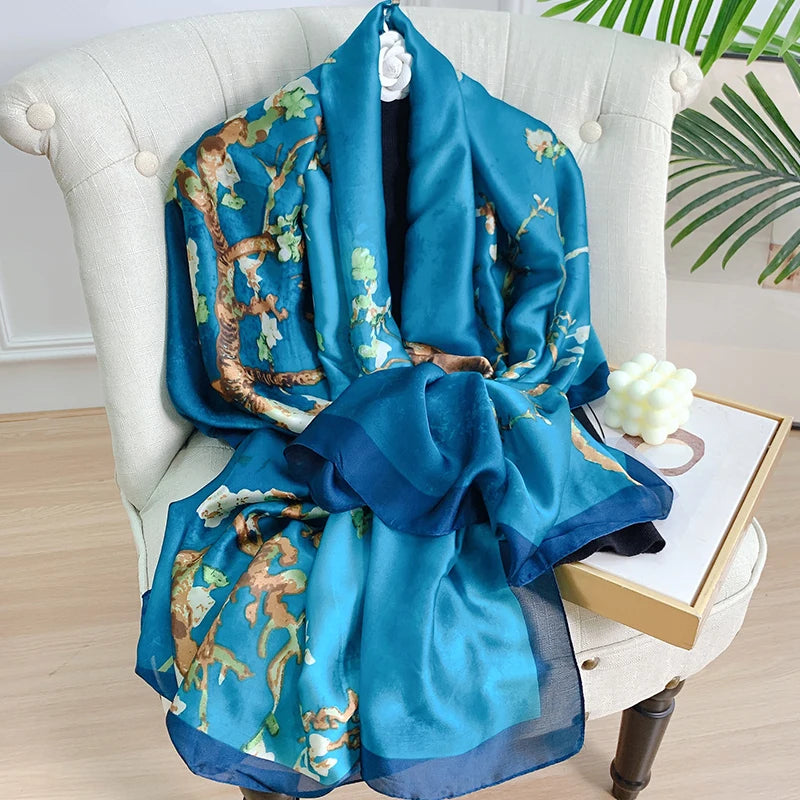 Women's Silk Neck Wrap Printed Pattern Trendy Beach Scarves