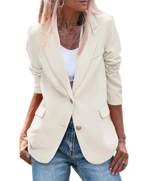 Women's Notched Collar Long Sleeve Single Breasted Casual Blazer