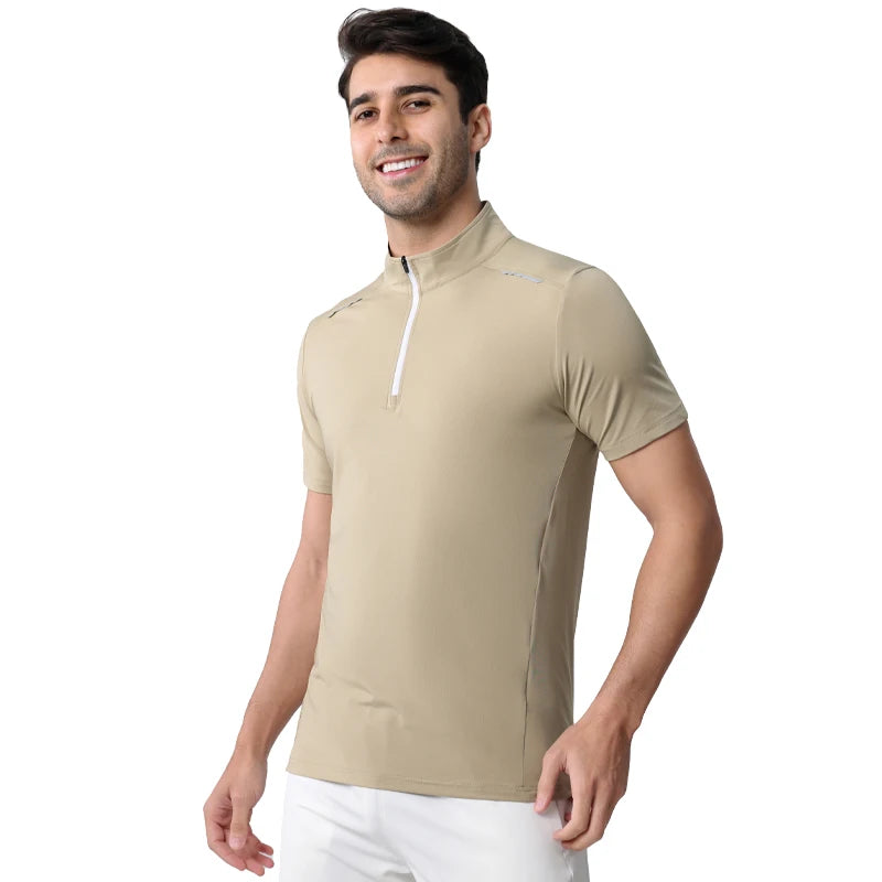 Men's Nylon Short Sleeve Pullover Closure Sportswear T-Shirt