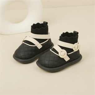 Baby's Microfiber Round Toe Hook Loop Closure Casual Wear Shoes