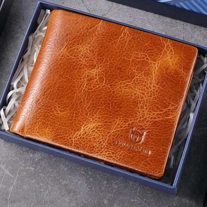 Men's Genuine Leather Card Holder Solid Pattern Trendy Wallets