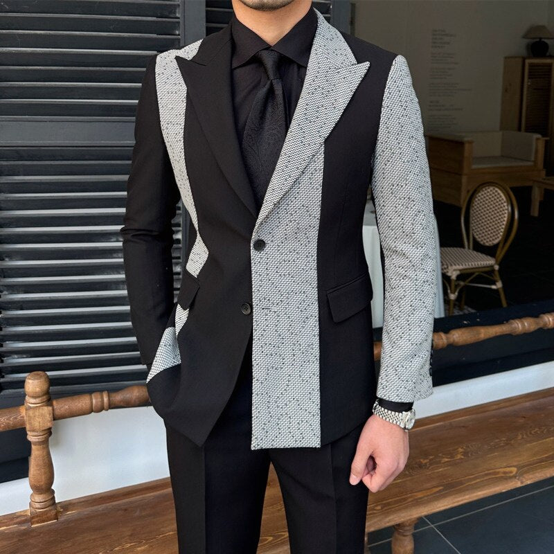 Men's Polyester Long Sleeve Single Breasted Slim Fit Wedding Suit