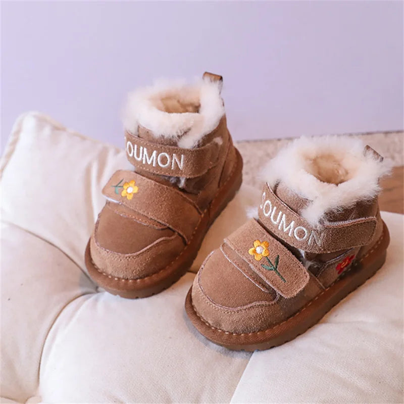 Kid's Leather Round Toe Hook Loop Closure Casual Wear Shoes