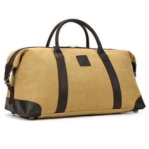 Men's Canvas Solid Pattern Zipper Large Capacity Shoulder Bag