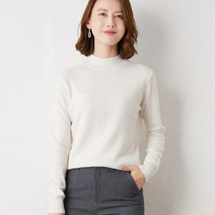 Women's Cashmere O-Neck Full Sleeves Pullover Winter Sweater