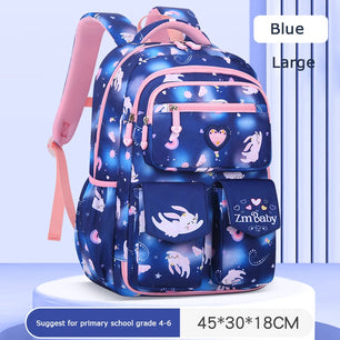 Kid's Nylon Printed Zipper Closure Waterproof School Backpack