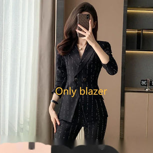 Women's Notched Collar Long Sleeve Hidden Breasted Casual Blazer