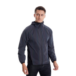 Men's Polyester Full Sleeve Solid Pattern Hooded Workout Jacket