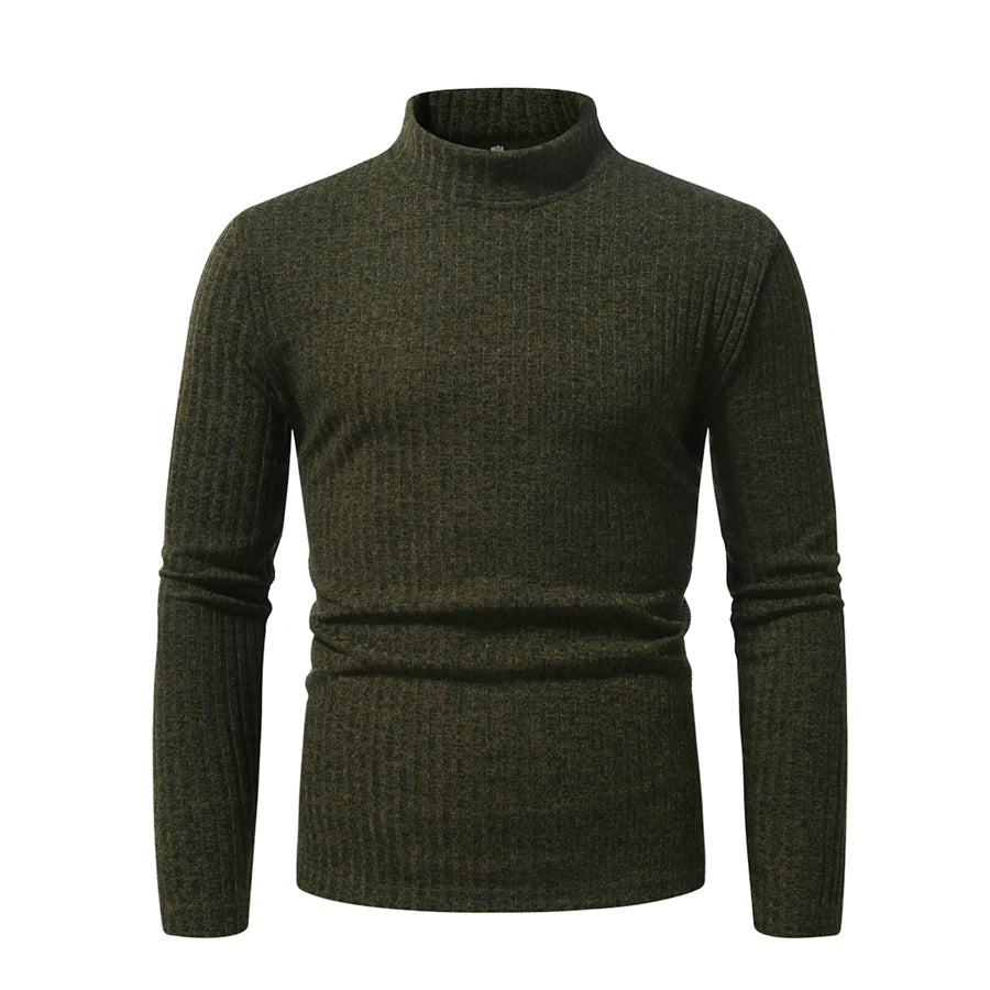 Men's Polyester Turtleneck Full Sleeves Solid Pattern Sweater