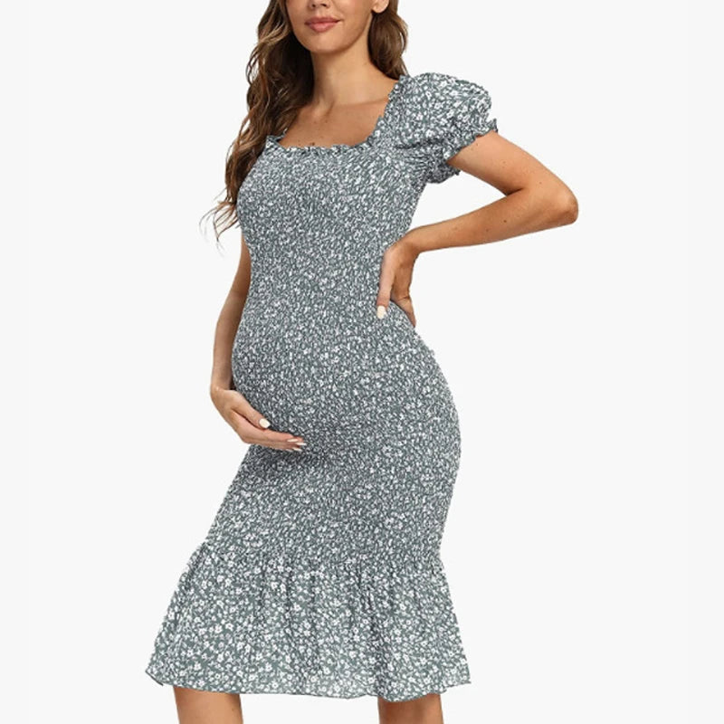 Women's Polyester Short Sleeves Floral Pattern Maternity Dress