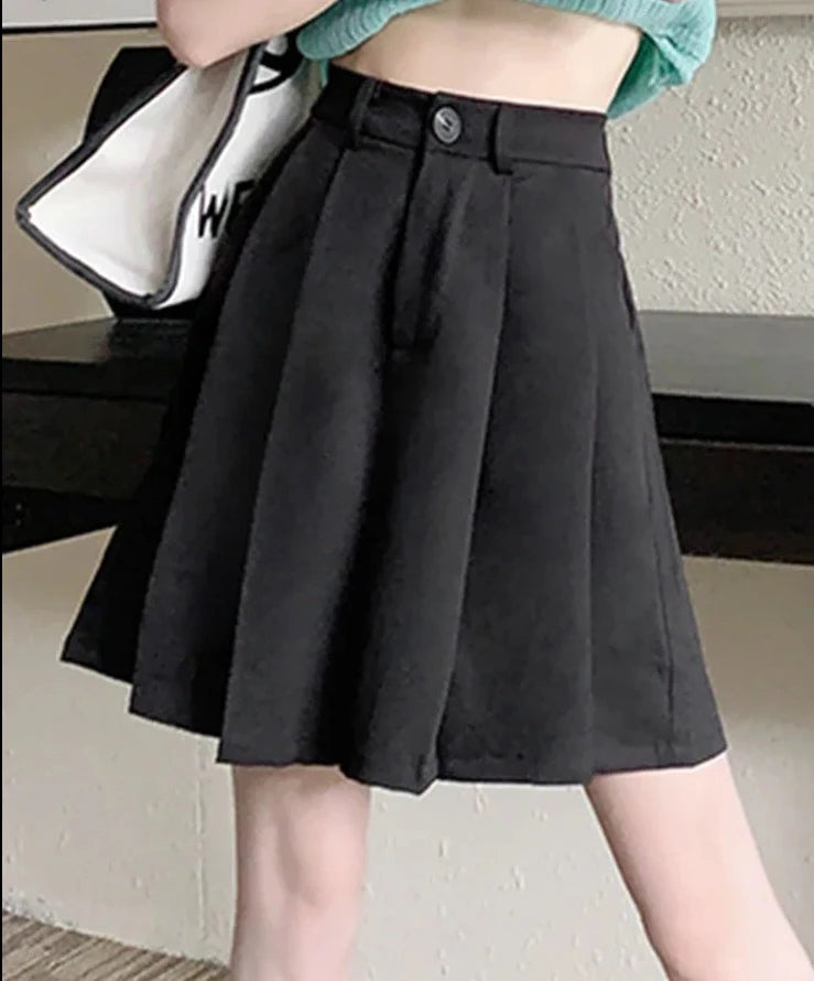 Women's Polyester Zipper Fly Closure Pleated Pattern Casual Skirts