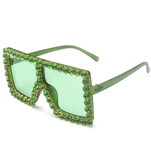 Women's Plastic Frame Acrylic Lens Square Shaped Trendy Sunglasses